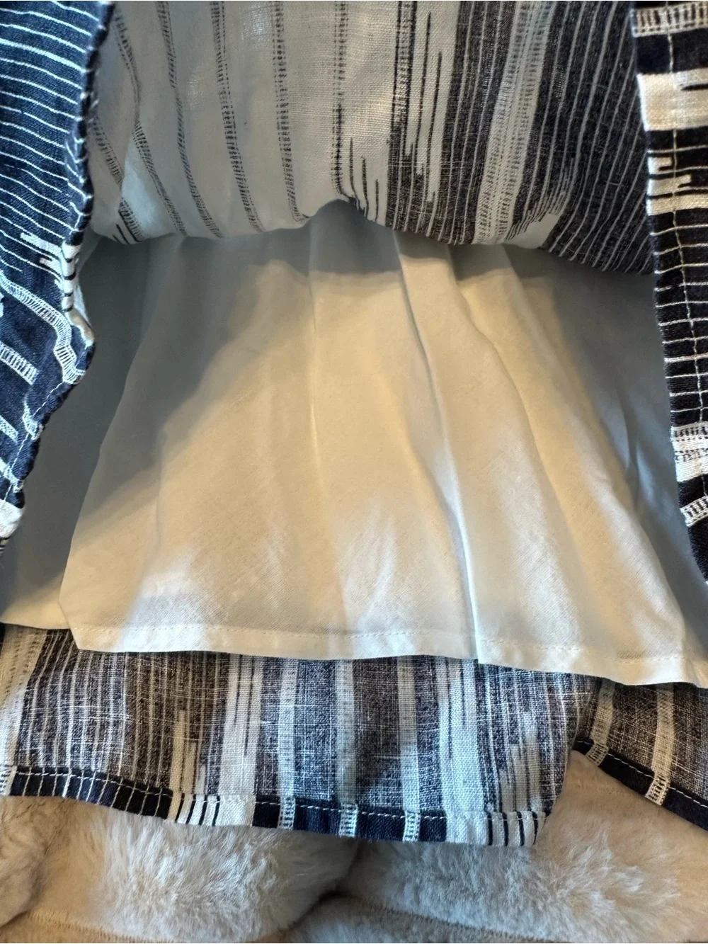 Linen Cynthia Rowley Sleeveless Navy and White Tie-Front Dress
